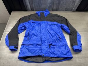 VTG Sportcaster Nylon Ski Jacket Full Zip Black And Blue Mens Sz S R